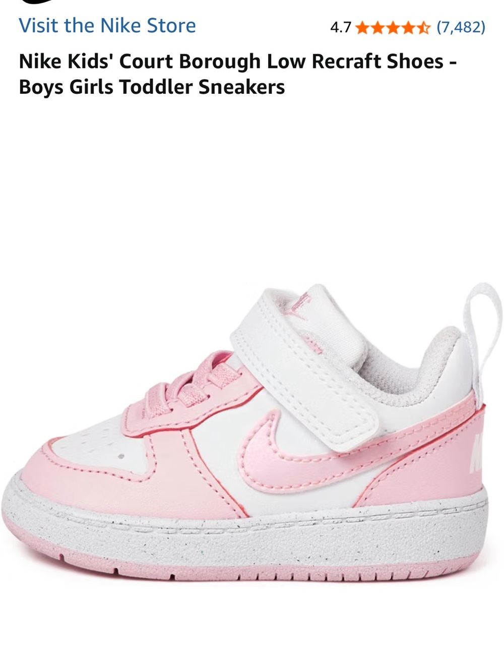 Nike Toddler Sneakers in Pink and White - Low Top Hook-and-Loop